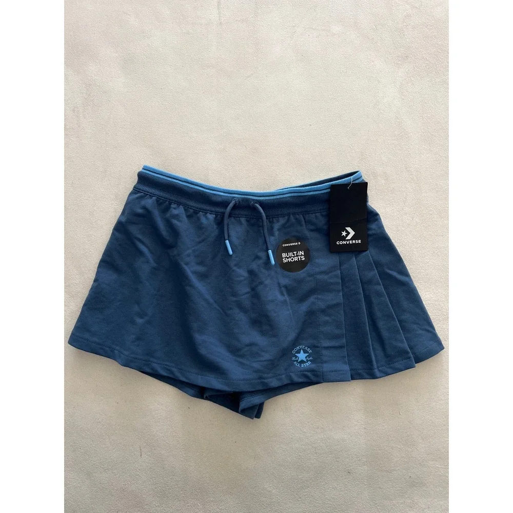 Converse Girls Slacker Blue Skort Built-In Shorts Pleated Size L 12